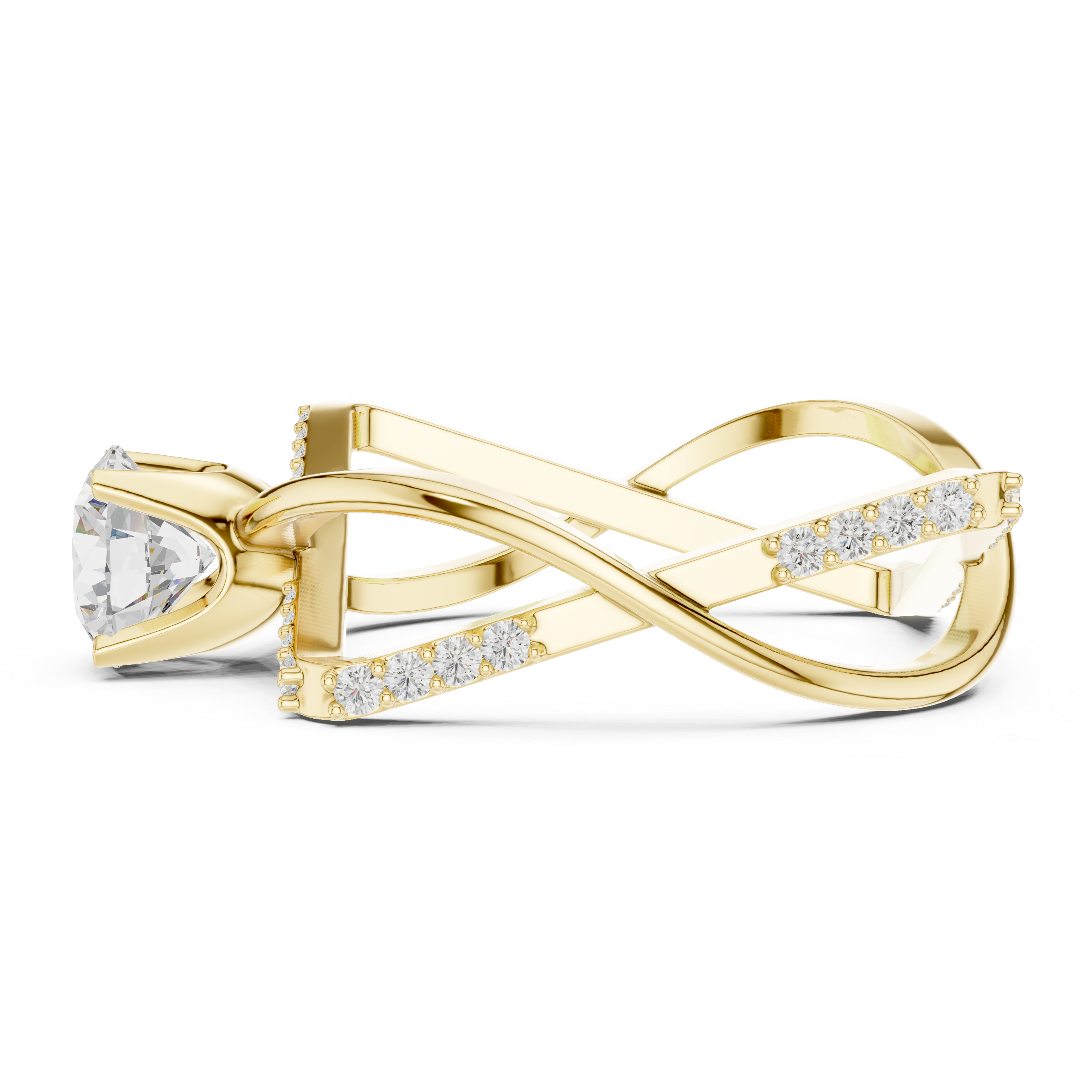 Twisted Halo Diamond Engagement Ring