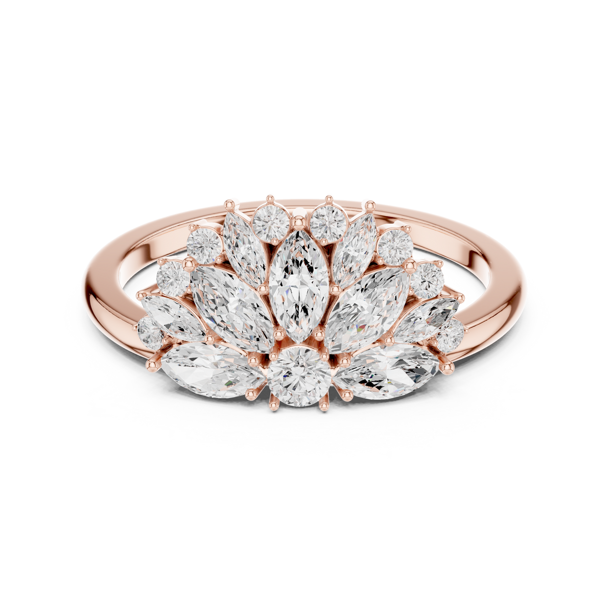 Marquise Floral Diamond Cluster Ring – view 3 of 6, lab grown diamond ring | Jewelix Atelier