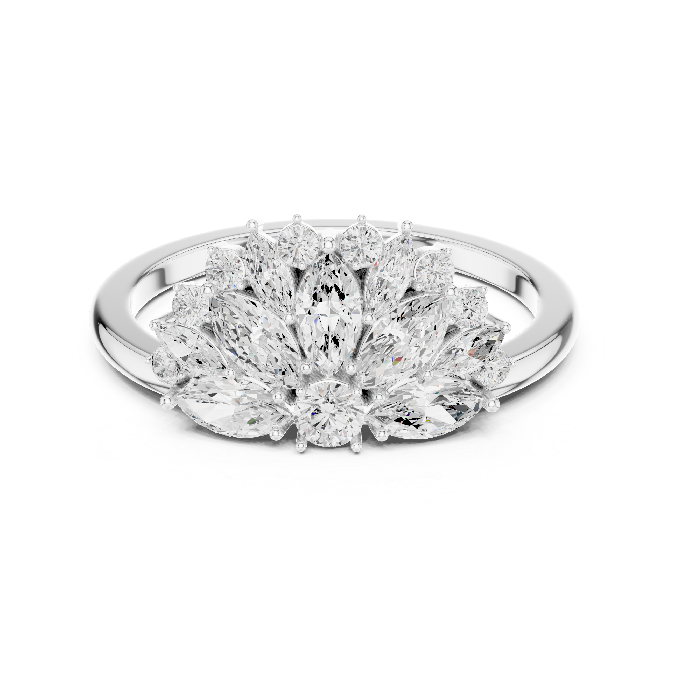 Marquise Floral Diamond Cluster Ring