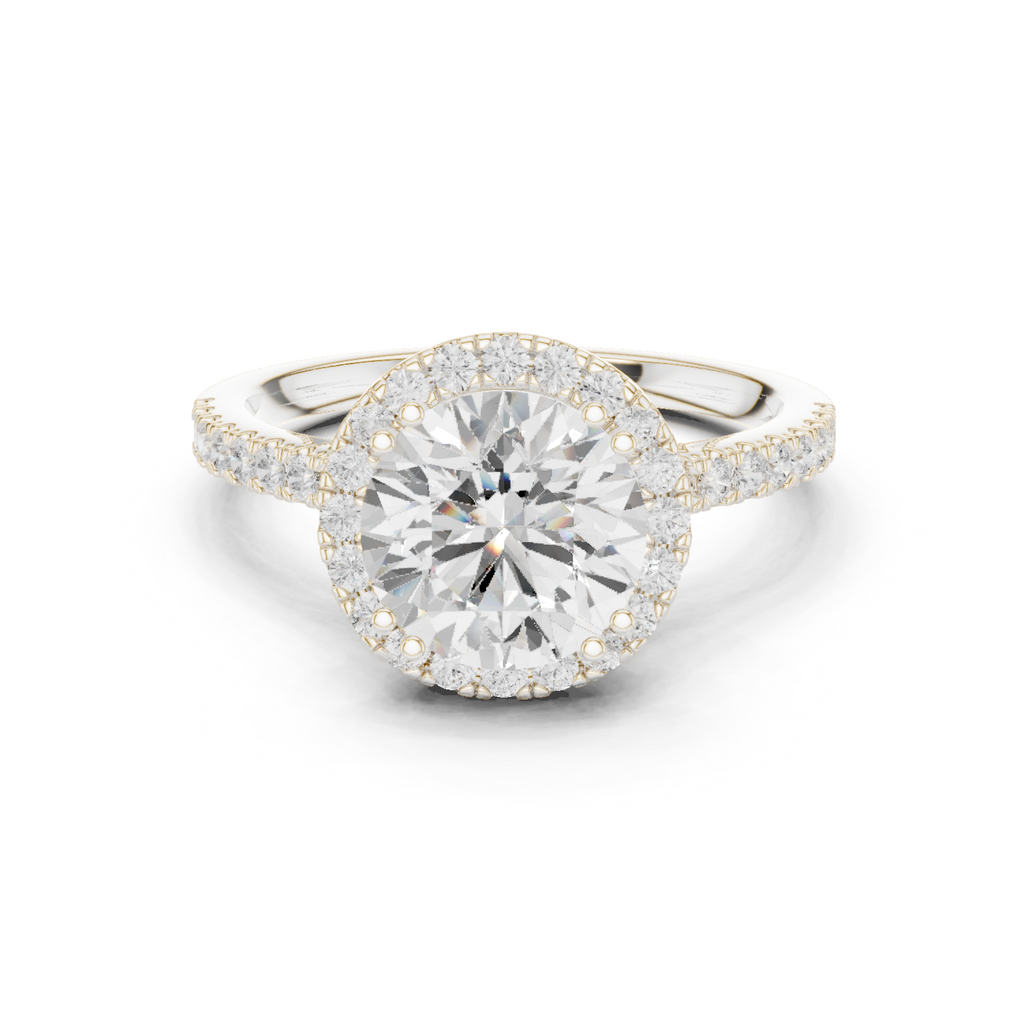 2.48 CT Round Cut Diamond Halo Pavé Engagement Ring