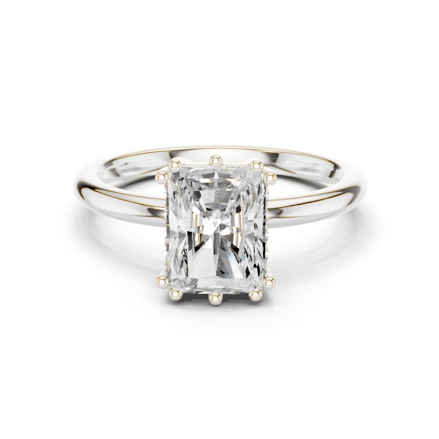 Radiant Cut Solitaire Engagement Ring with Hidden Diamond Gallery
