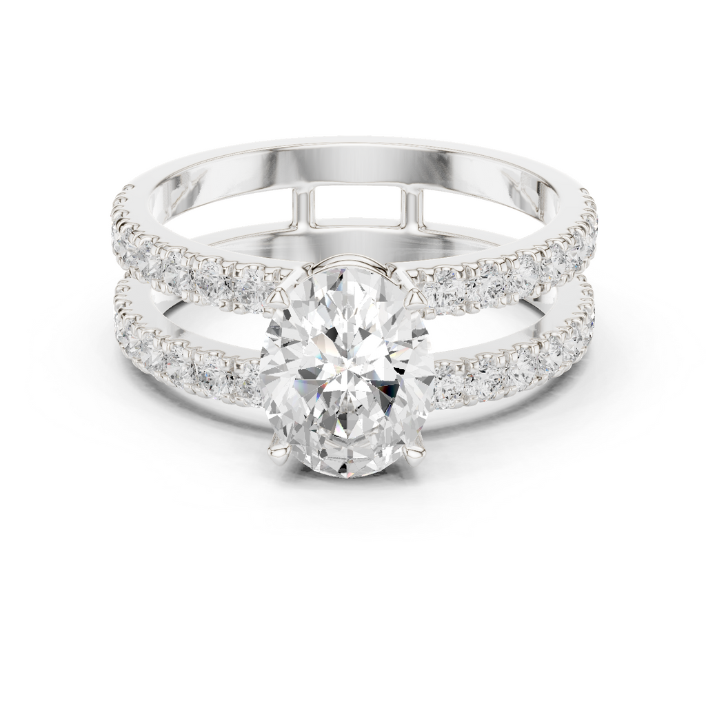 Oval Cut Double Band Diamond Engagement Ring