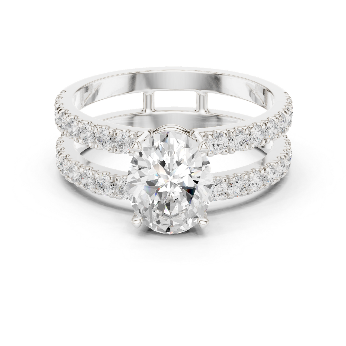 Oval Cut Double Band Lab-Grown Diamond Engagement Ring – view 1 of 12 | Jewelix Atelier