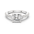 Asscher Cut Three Stone Diamond Engagement Ring