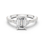 Emerald Cut Three Stone Diamond Engagement Ring