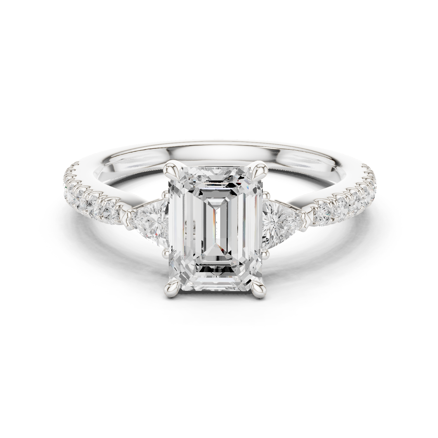 Emerald Cut Three Stone Diamond Engagement Ring