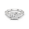 Princess Cut Vintage Three Stone Diamond Engagement Ring with Pear Side Stones