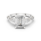 Emerald Cut Diamond Three Stone Vintage Engagement Ring