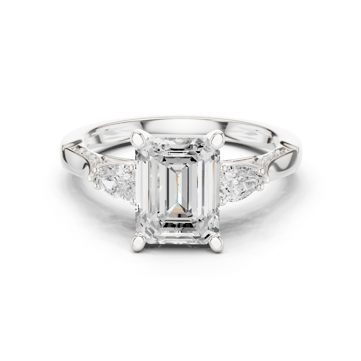 Emerald Cut Diamond Three Stone Vintage Engagement Ring — Jewelix Atelier