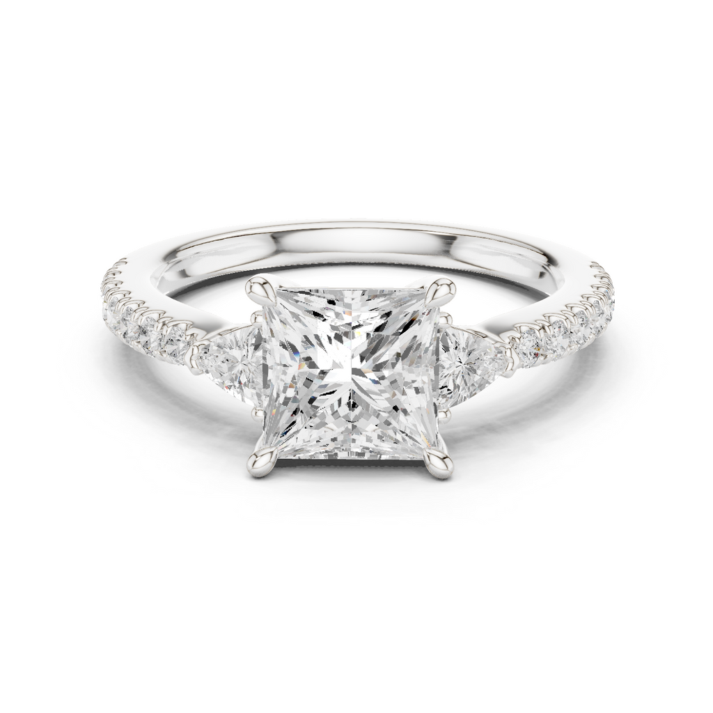 Princess Cut Three Stone Diamond Engagement Ring