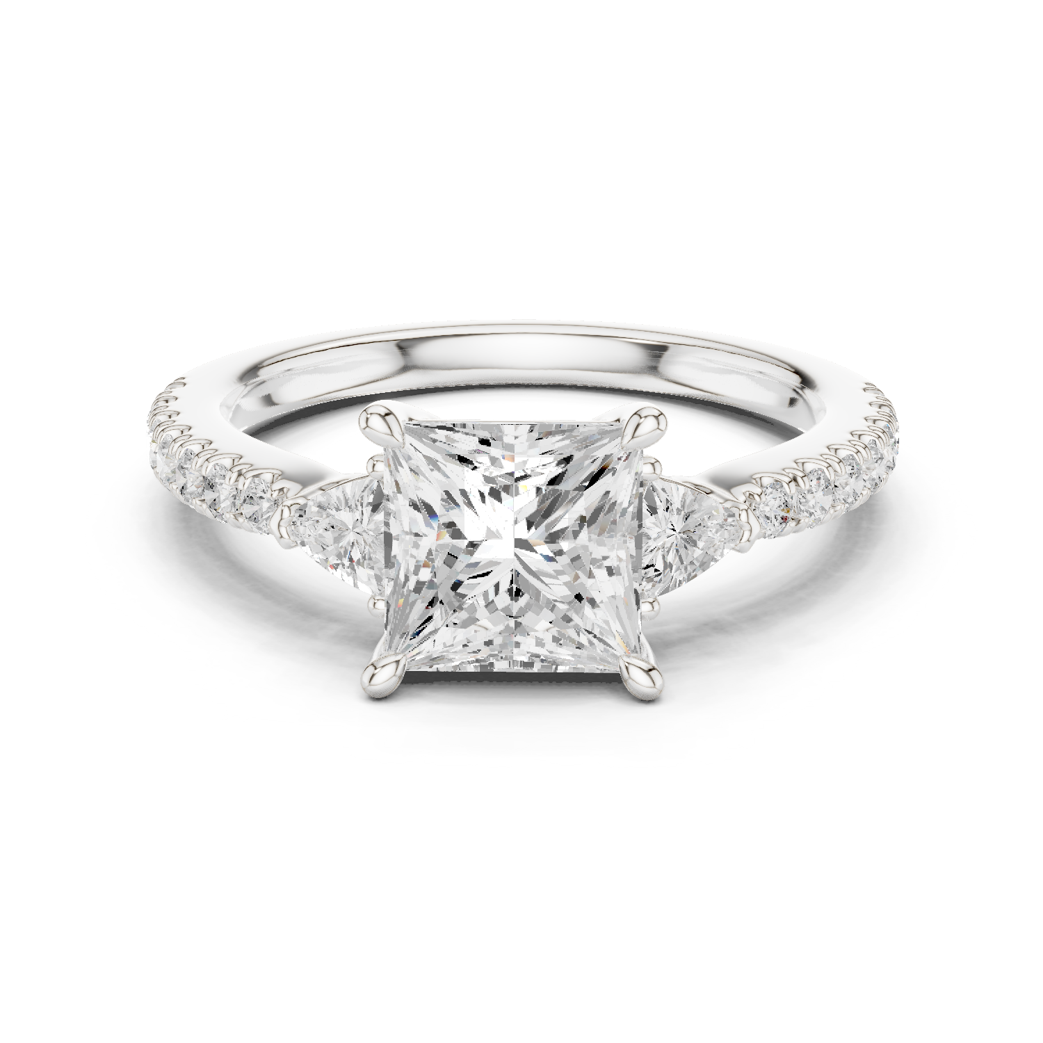 Princess Cut Three Stone Diamond Engagement Ring
