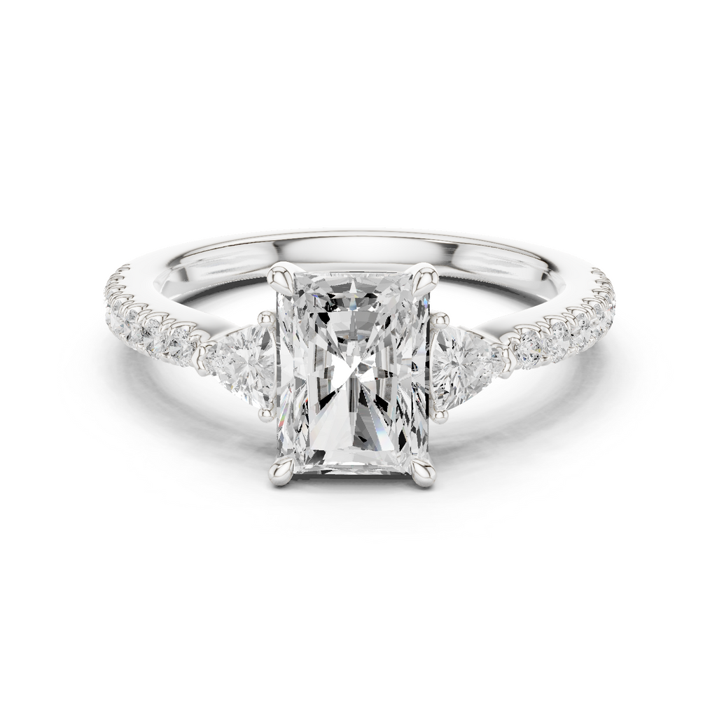 Radiant Cut Three Stone Diamond Engagement Ring