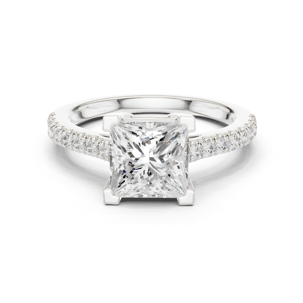 Princess Cut Pavé Diamond Engagement Ring