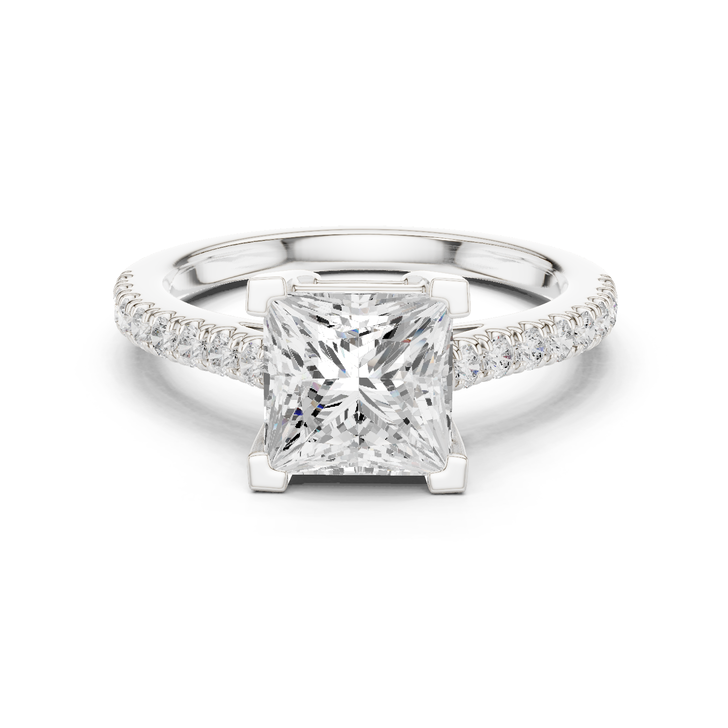 Princess Cut Pavé Diamond Engagement Ring
