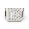 2.32 CT Princess Cut Halo Diamond Men's Ring