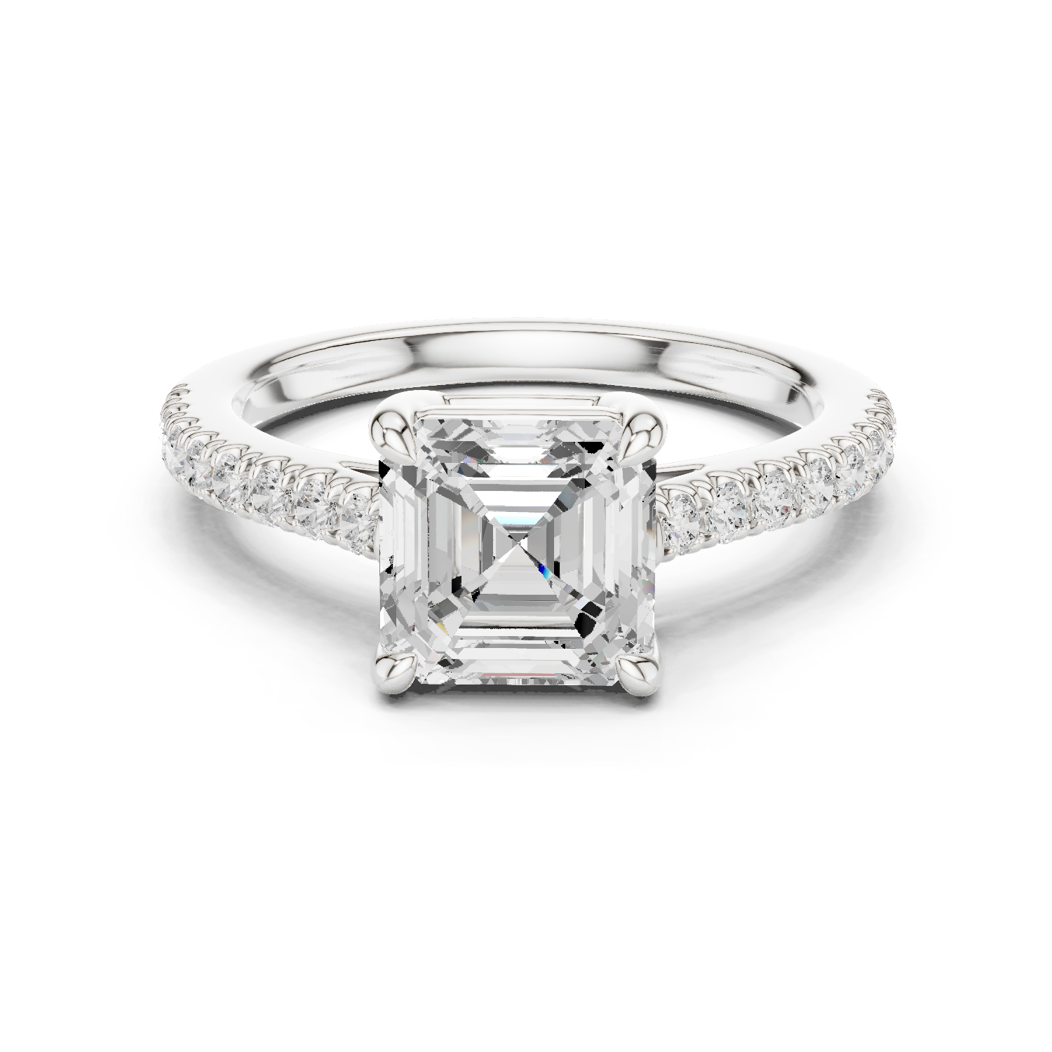 Asscher Cut Pavé Diamond Engagement Ring