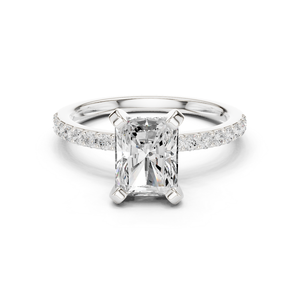 Radiant Cut Pavé Diamond Engagement Ring