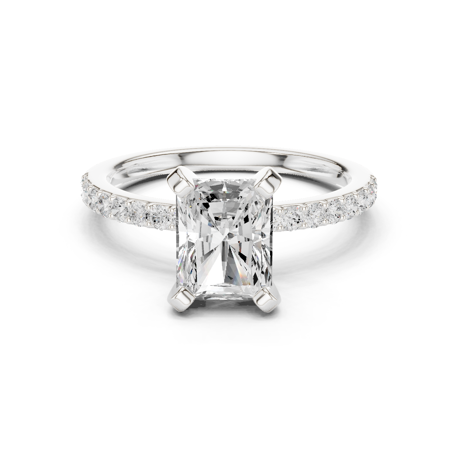 Radiant Cut Pavé Diamond Engagement Ring