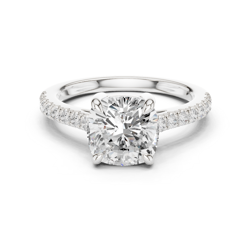 Cushion Cut Pavé Diamond Engagement Ring