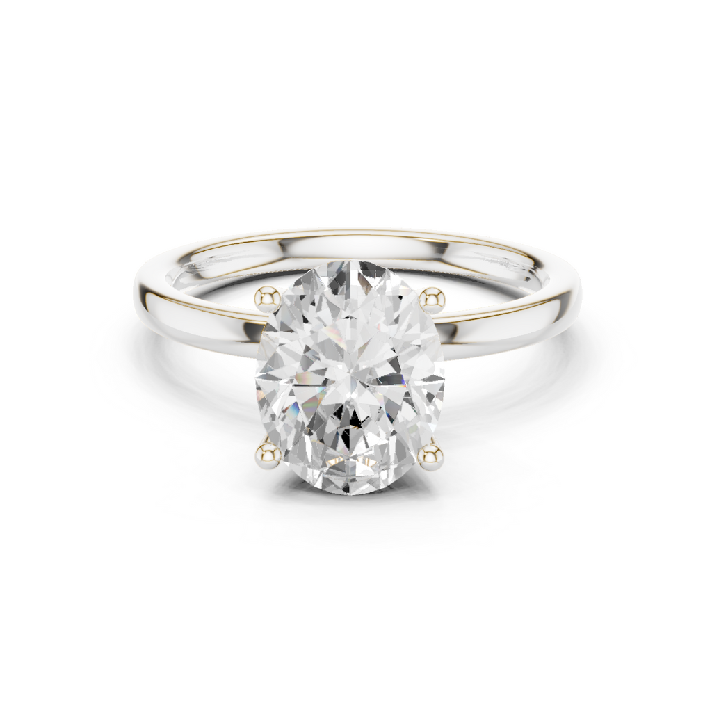 Oval Cut Solitaire Engagement Ring with Hidden Halo Basket