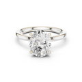Oval Cut Solitaire Engagement Ring with Hidden Halo Basket