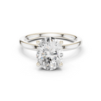 Oval Cut Solitaire Engagement Ring with Hidden Halo Basket