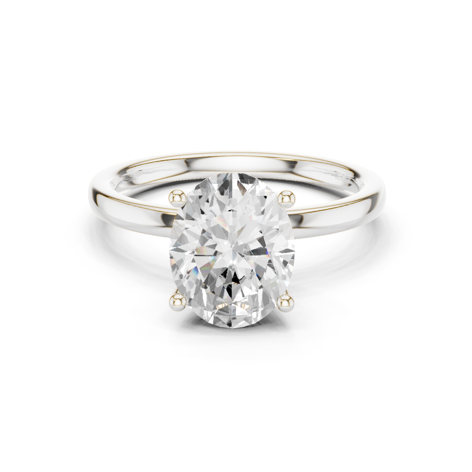 Oval Cut Solitaire Engagement Ring with Hidden Halo Basket