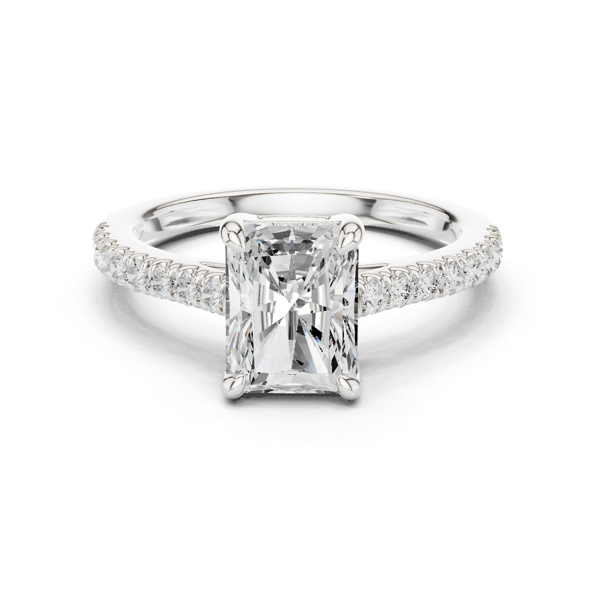Radiant Cut Pavé Diamond with Cathedral Setting Engagement Ring – Style DDLR-039-RA-1 — Jewelix Atelier