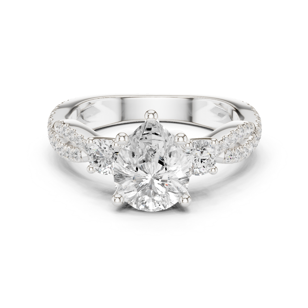 Pear Diamond Twisted Pavé Engagement Ring