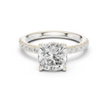 Cushion Cut Pavé Engagement Ring with Hidden Halo