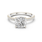 Cushion Cut Pavé Engagement Ring with Hidden Halo