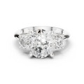 Oval Three Stone Diamond Engagement Ring with Round Side Stones