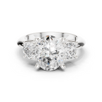 Oval Three Stone Diamond Engagement Ring with Round Side Stones