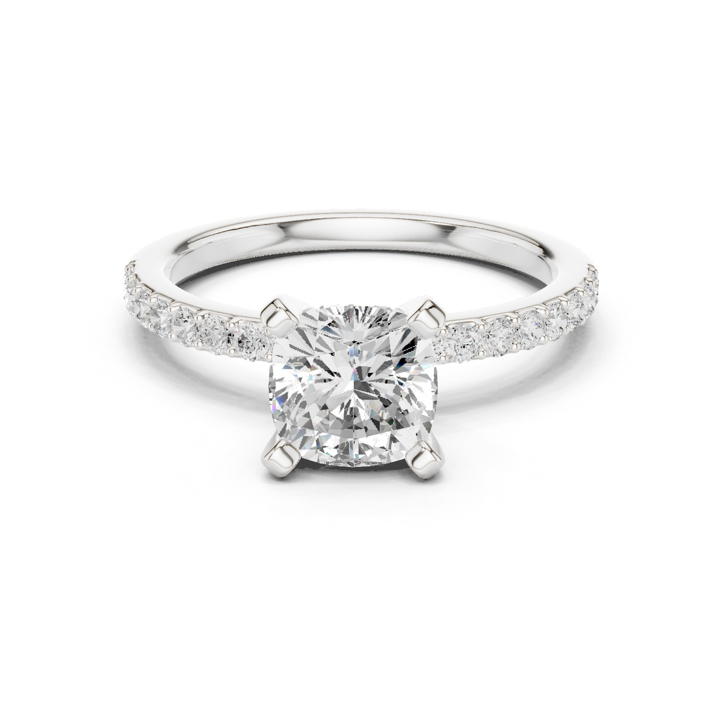 Cushion Cut Pavé Diamond Engagement Ring