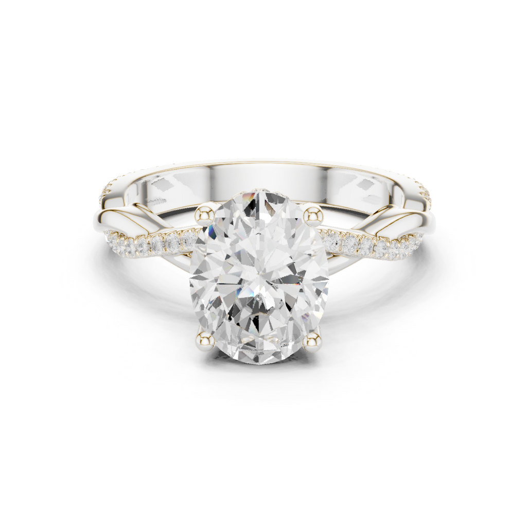 Oval Cut Twisted Pave Diamond Engagement Ring