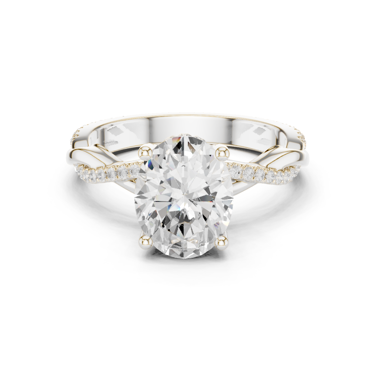 Oval Cut Twisted Pave Diamond Engagement Ring