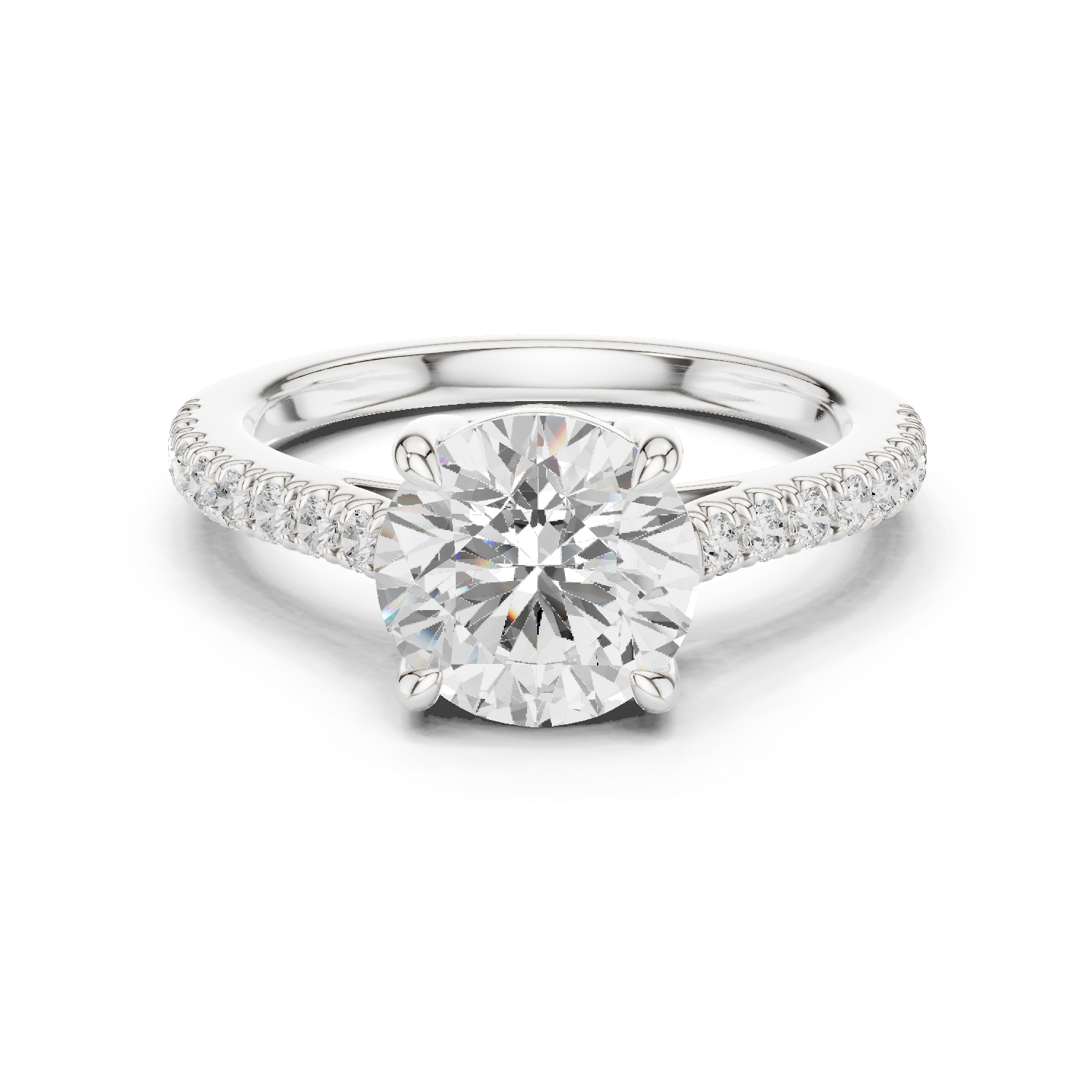 Round Cut Pavé Diamond Engagement Ring