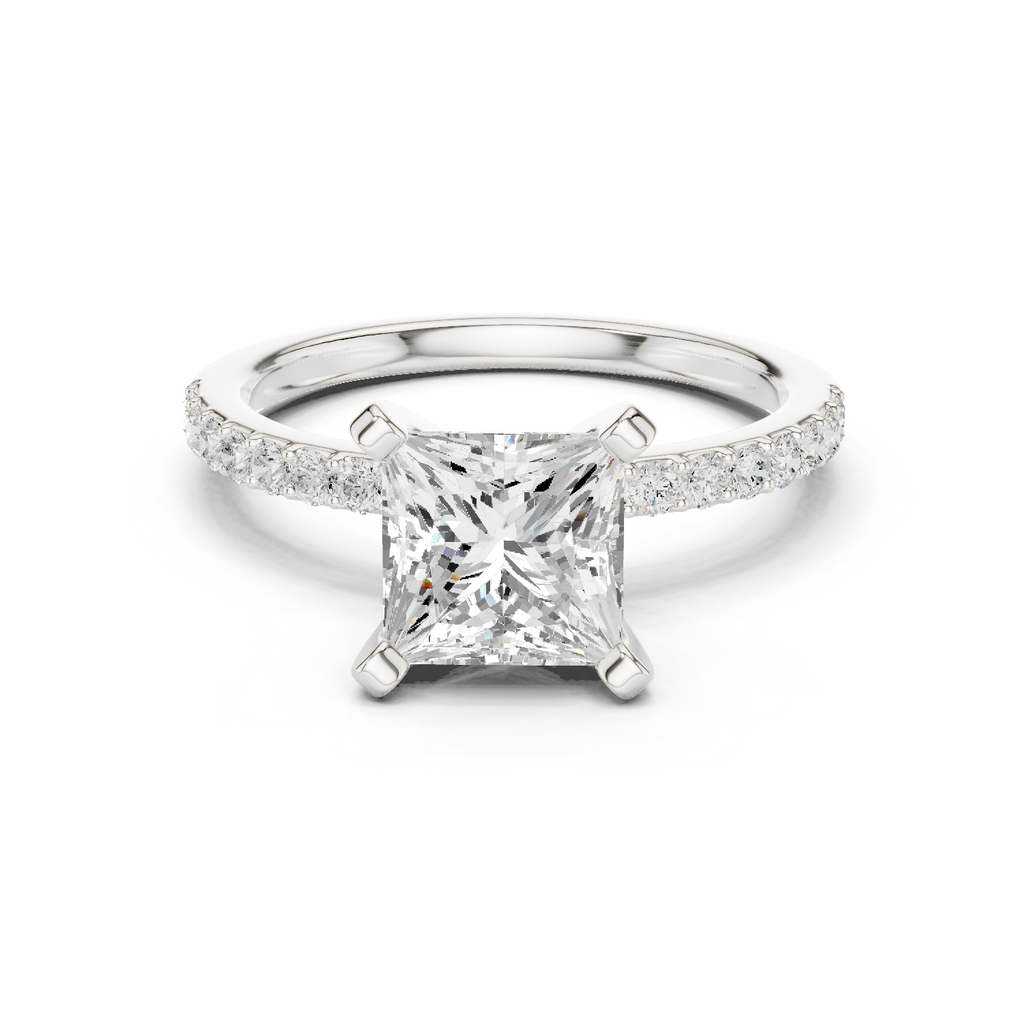 Princess Cut Pavé Diamond Engagement Ring