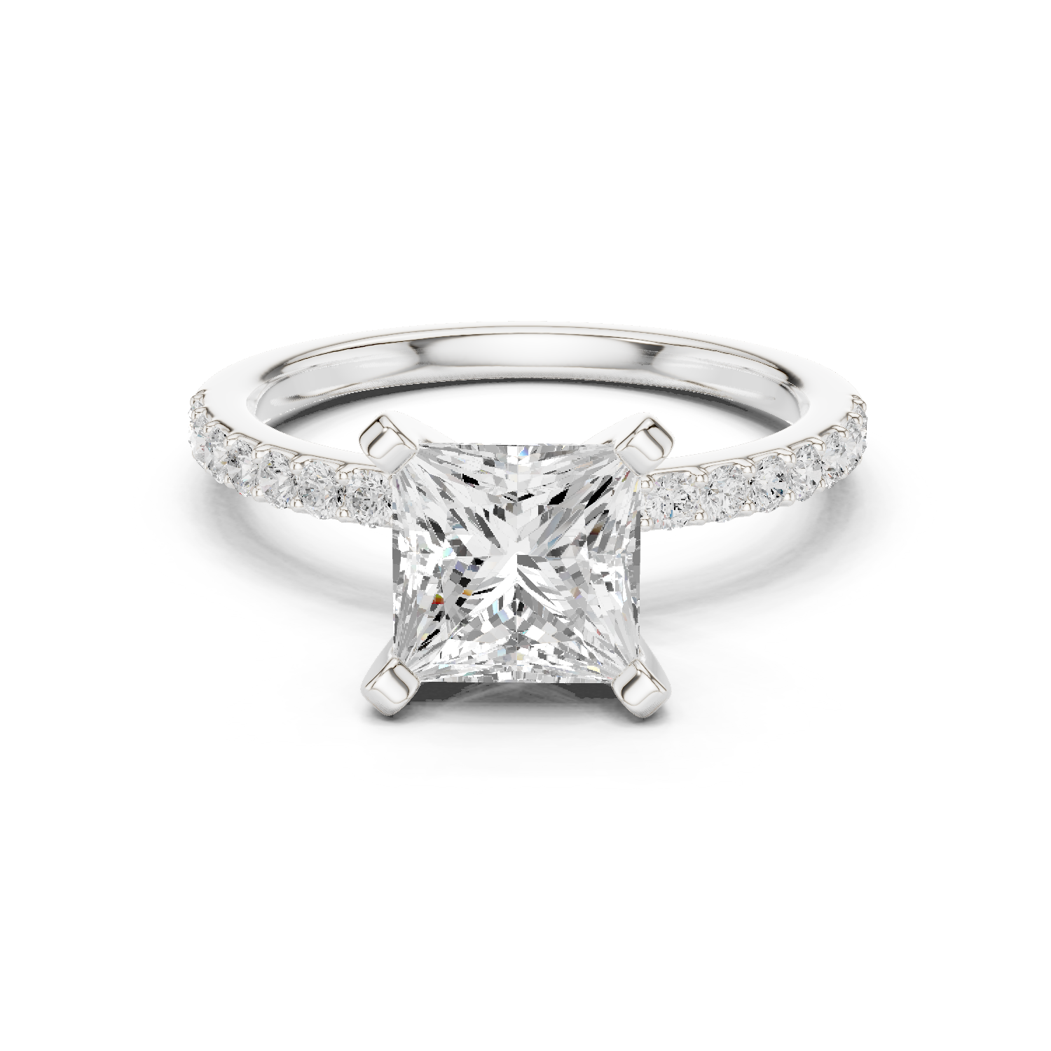 Princess Cut Pavé Diamond Engagement Ring