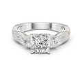 Cushion Cut Three Stone Twisted Pavé Diamond Engagement Ring