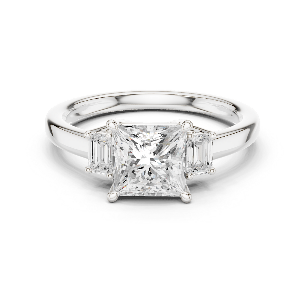 Princess Cut Three Stone Diamond Engagement Ring