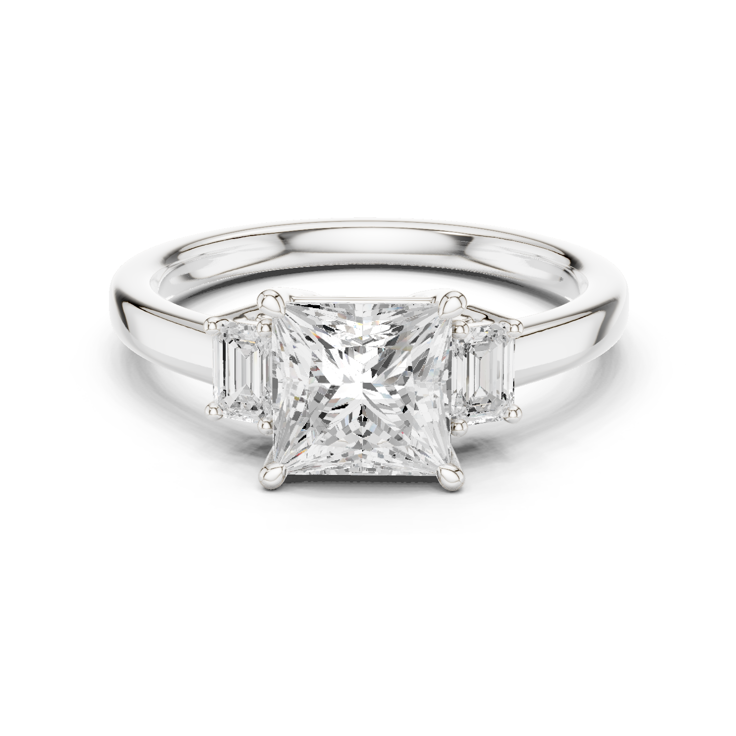 Princess Cut Three Stone Diamond Engagement Ring