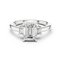 Emerald Cut Three Stone Diamond Engagement Ring