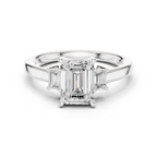 Emerald Cut Three Stone Diamond Engagement Ring