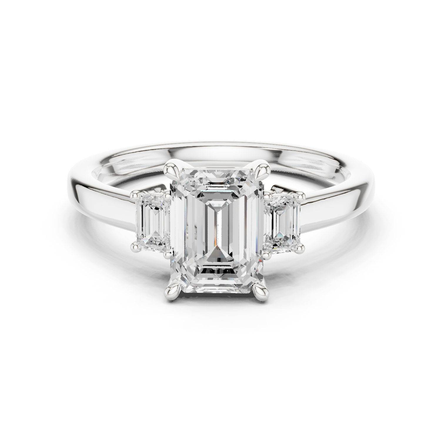 Emerald Cut Three Stone Diamond Engagement Ring