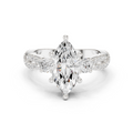 Marquise Cut Three Stone Twisted Pavé Diamond Engagement Ring