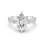 Marquise Cut Three Stone Twisted Pavé Diamond Engagement Ring