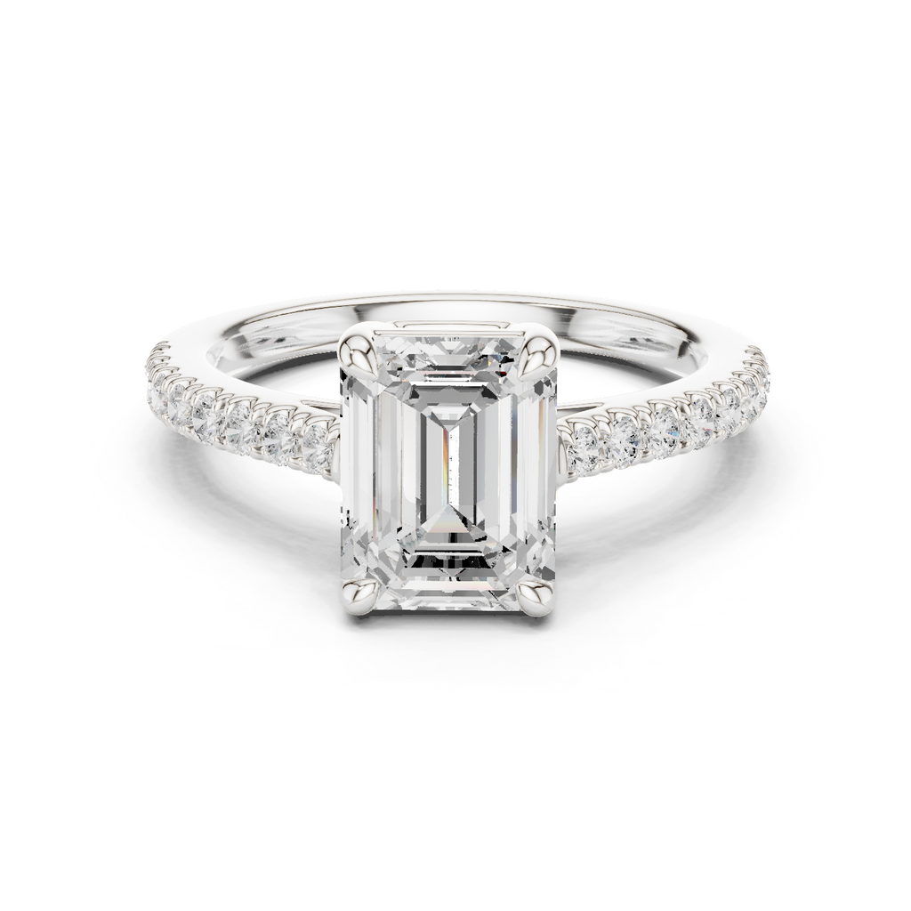Emerald Cut Pavé Diamond Engagement Ring