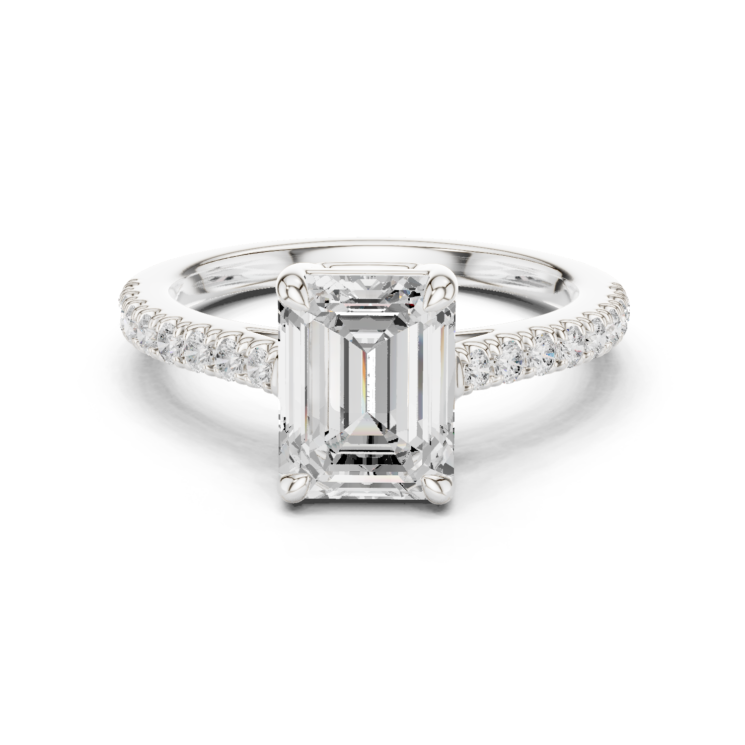 Emerald Cut Pavé Diamond Engagement Ring