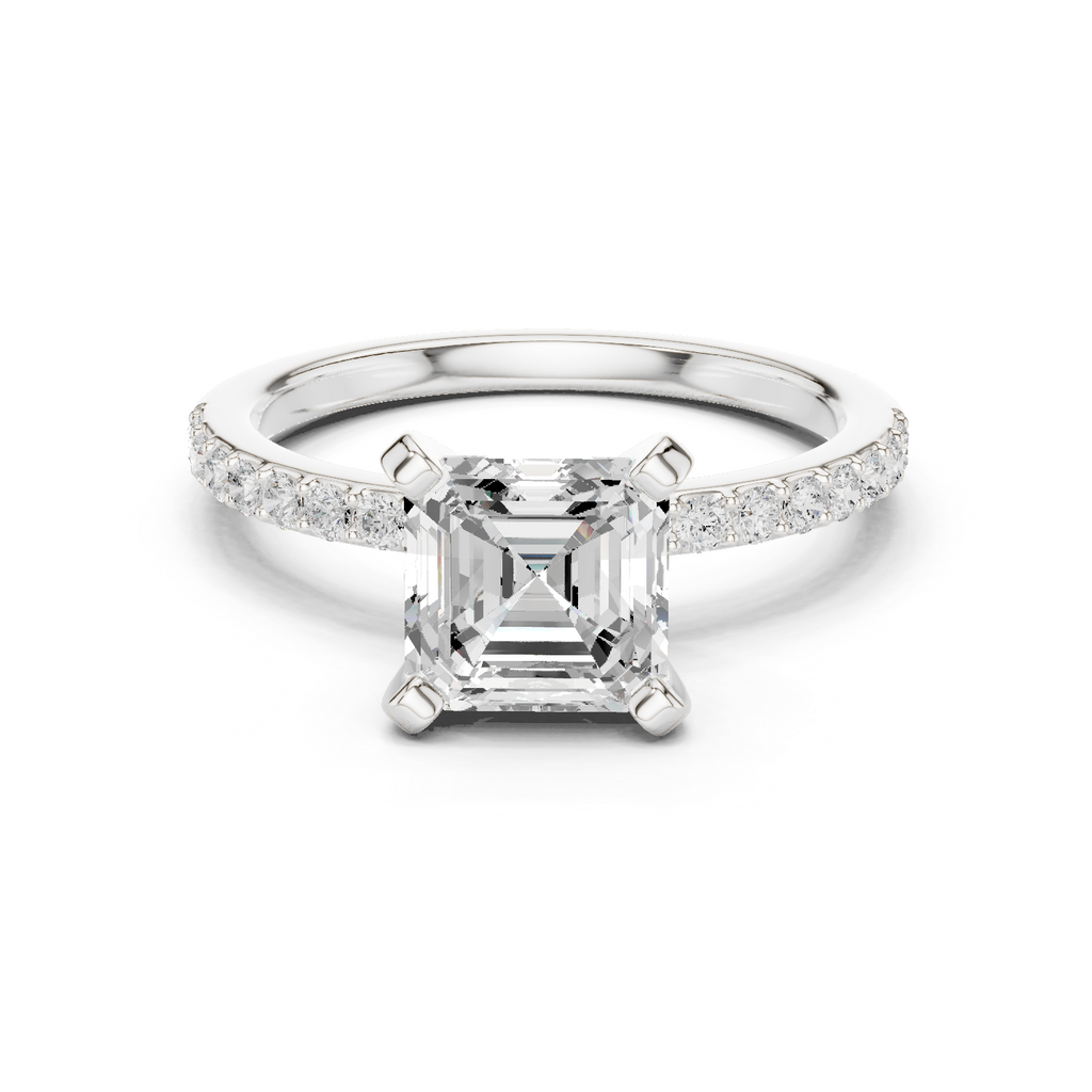 Asscher Cut Pavé Diamond Engagement Ring